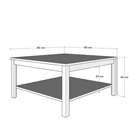 Adore Mobilya Rustik Kare Sehpa-Mat Beyaz 80x40x80 cm (GxYxD)