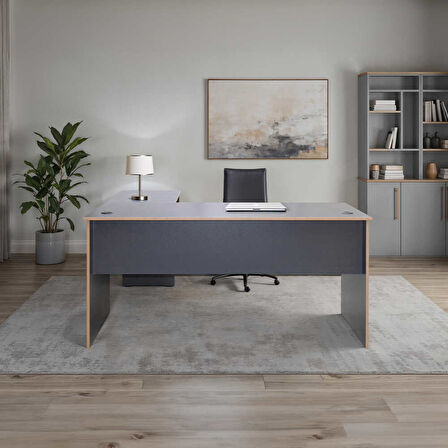 Rio L Ofis Masası - Antrasit/Kontra 160x75x144 cm (GxYxD)