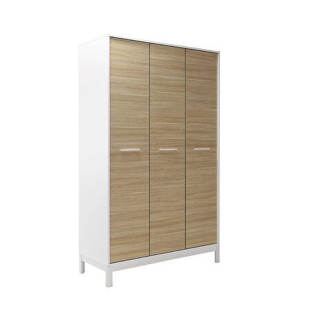 London 3 Kapaklı Gardırop-Meşe-Beyaz 120x202x52 cm (GxYxD)