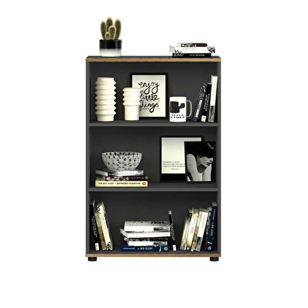 Rio 3 Raflı Kitaplık - Antrasit/Kontra 72x109x34 cm