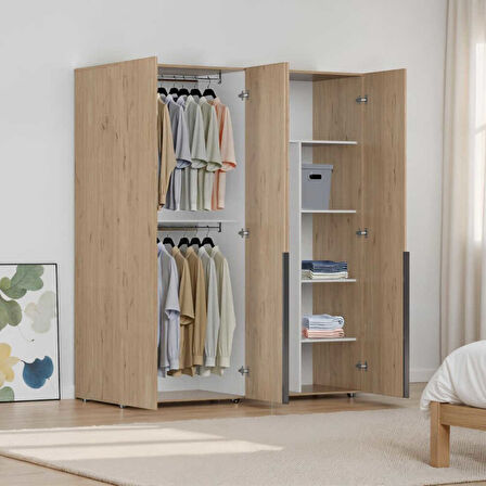 Oryana 4 Kapaklı Gardırop - Florida Meşe 180x210x62 cm