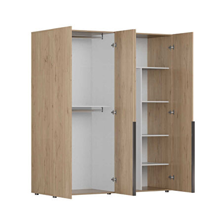 Oryana 4 Kapaklı Gardırop - Florida Meşe 180x210x62 cm