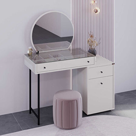 Dior Aynalı Makyaj Masası - Vizon 108x134x47 cm