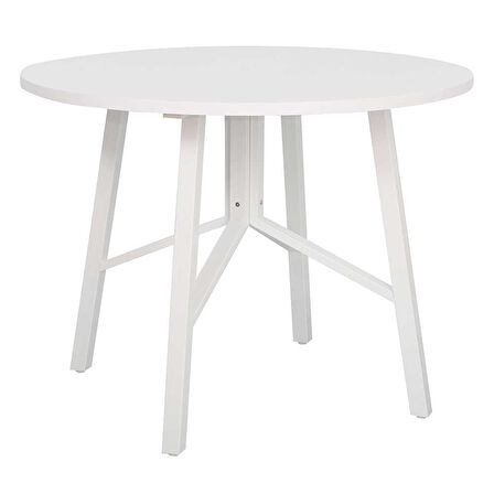 Round Yuvarlak Yemek Masası - Beyaz 110x110x76 cm