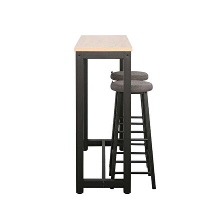 High-Rise 2 Tabureli Yüksek Ayaklı Yemek Masası - Ceviz/ Siyah 120x40x100