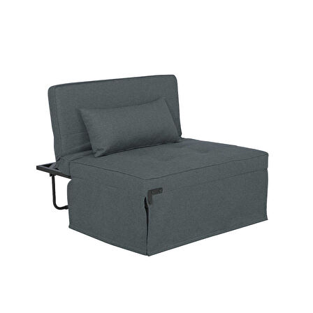 Cube Katlanır Yataklı Puf - Koyu Gri 96x189x42.5 / 96x168x92.5 cm