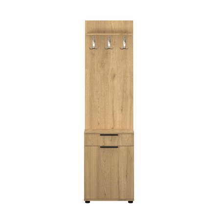 Porto Tek Kapılı Çekmeceli Portmanto ve Ayakkabı Dolabı Florida Meşe 52x187x36 cm