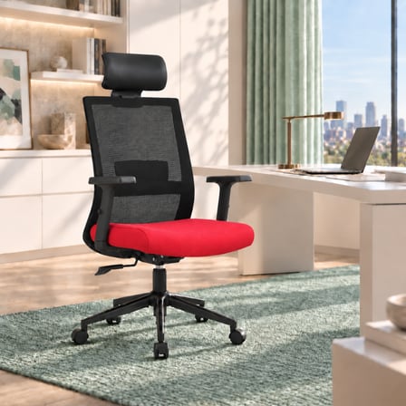 Vera Flex Multi Fonksiyon Çalışma Koltuğu -  Siyah/Kırmızı 63x117-127x67 cm