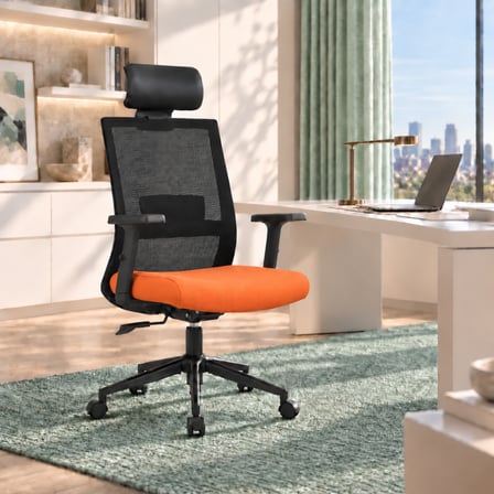 Vera Flex Multi Fonksiyon Çalışma Koltuğu  - Siyah/Turuncu 63x117-127x67 cm