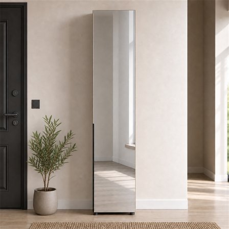 Porto 10 Bölmeli Tek Kapaklı Aynalı Vestiyer - Florida Meşe/Vizon 47x210x34 cm
