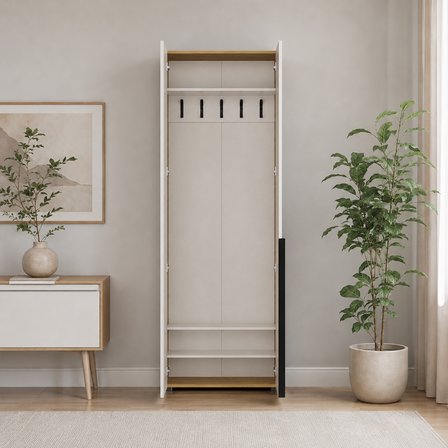 Porto 3 Bölmeli 5 Askılı Vestiyer - Florida Meşe/Vizon 72x210x34 cm
