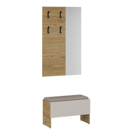 Porto 4 Askılı Aynalı Vestiyer Panosu - Florida Meşe 72x117x3 cm