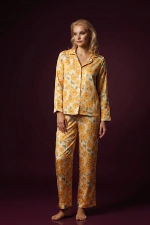 Laperissa Kadın Pijama Takımı Ayçiçek Desenli Çok Renkli Mevsimlik M Beden