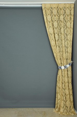 DAMAKS MODEL GOLD RENK Hazır dikilmiş Pileli Fon Perde 75*260 cm