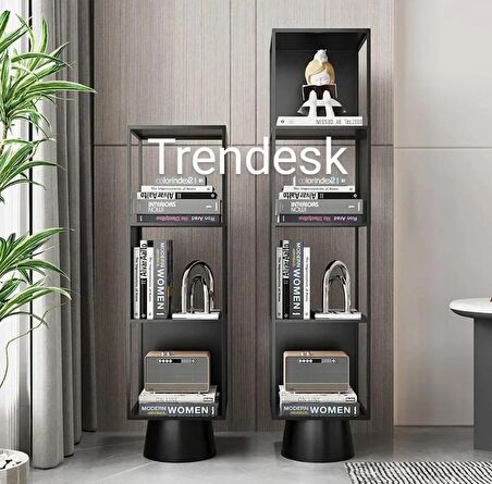 Trendesk Metal Siyah 4 Katlı Köşe Kitaplık  118-28-28 cm