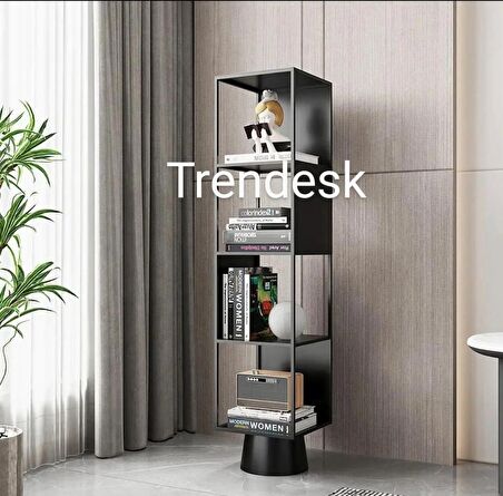 Trendesk Metal Siyah 4 Katlı Köşe Kitaplık  118-28-28 cm