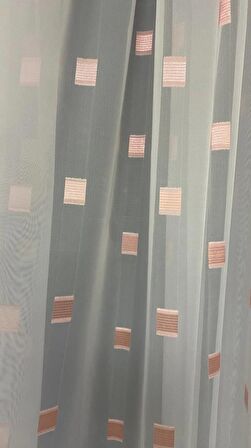 TERGAL PEMBE KARELİ BEYAZ RENK TEK KANAT Hazır Dikilmiş Pileli Fon Perde 300*260 Cm