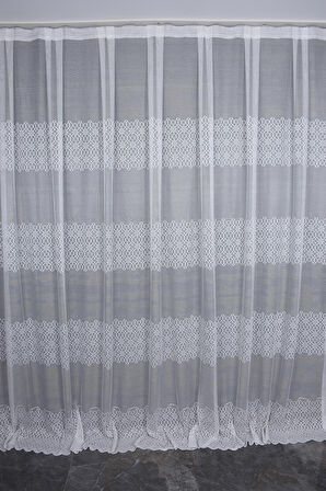 KDK 1420 DESEN KIRIK BEYAZ RENK TEK KANAT Hazır Dikilmiş Pileli Fon Perde 300*260 Cm