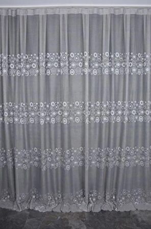 KDK 1560 DESEN GRİ RENK TEK KANAT Hazır dikilmiş Pileli Fon Perde 300*260 cm
