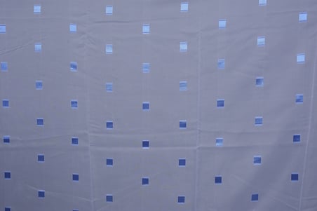 TERGAL MAVİ KARELİ BEYAZ RENK TEK KANAT Hazır Dikilmiş Pileli Fon Perde 300*260 Cm