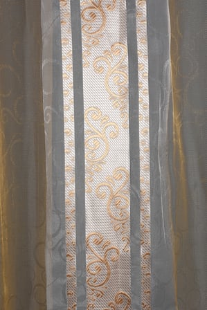 ORGANZE 2650 KREM RENK 5_3 Hazır dikilmiş Pileli Fon Perde 300*260 cm