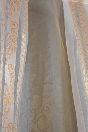 ORGANZE 2650 KREM RENK 5_3 Hazır dikilmiş Pileli Fon Perde 300*260 cm