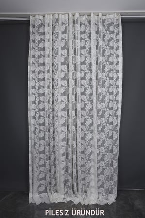 YAPRAK MODEL KREM RENK PİLESİZ TEK KANAT Fon Perde 300*260 cm