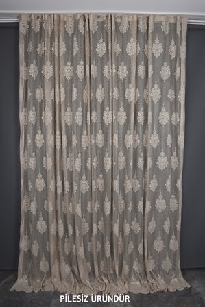 NOKTALI DAMAKS MODEL VİZON RENK PİLESİZ TEK KANAT Fon Perde 300*260 cm