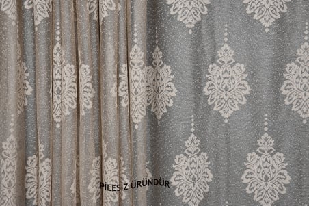 NOKTALI DAMAKS MODEL VİZON RENK PİLESİZ TEK KANAT Fon Perde 300*260 cm