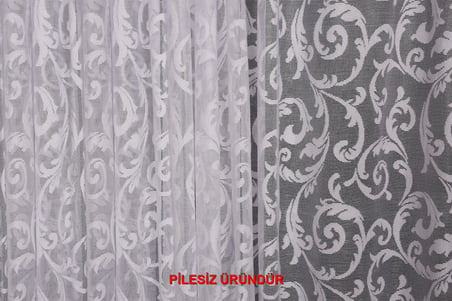 SULTAN 2 MODEL KIRIK BEYAZ RENK TEK KANAT PİLESİZ Hazır Fon Perde 200*260 cm