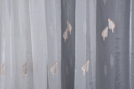 ORGANZE 2950 KREM RENK 5_3 Hazır dikilmiş Pileli Fon Perde 300*260 cm