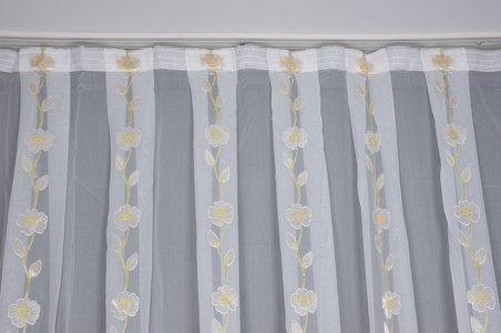 ORGANZE 3350 KREM RENK 5_3 Hazır dikilmiş Pileli Fon Perde 300*260 cm