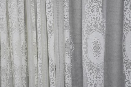 KDK 2680 DESEN KREM RENK TEK KANAT Hazır dikilmiş Pileli Fon Perde 300*260 cm