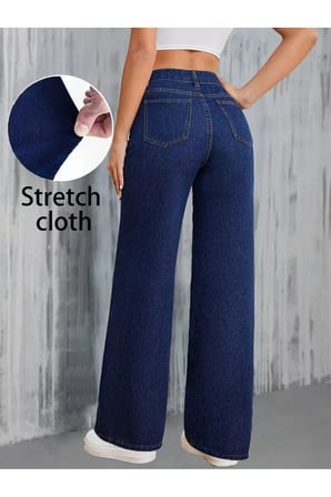 Çnr Kadın Yüksek Bel Lacivert Salaş Jeans Likralı Esnek Kot Pantolon Yeni Hsn-1