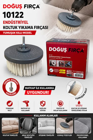 Doğuş Fırça Doğuş 10122 Endüstriyel Koltuk Yıkama Fırçası Yumuşak Kıllı Modelidir Takma Aparatlı