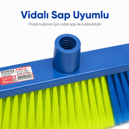 Doğuş Fırça Standart Tüylü Yer Fırçası 24 cm Vidalı Sap Uyumlu – 20002