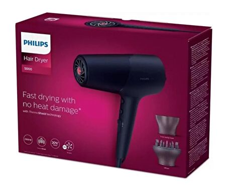 Philips 5000 Series BHD510 2300W Saç Kurutma Makinesi - BHS520 İyonlu Seramik Saç Düzleştirici 2'li Set