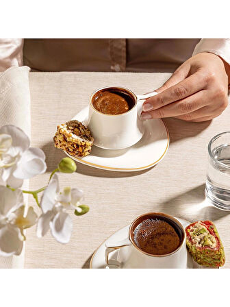 Nehir Angela 6 Kişilik 12 Parça Porselen Kahve Fincan Takımı