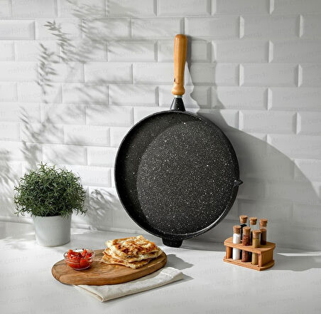 Nehir Flower Alüminyum Döküm Gözleme Tavası 36 Cm