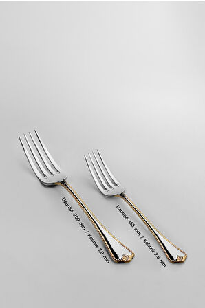 Nehir Fulya Altın Sade 12 Kişilik 60 Parça Çatal Kaşık Takımı 