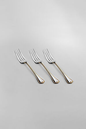 Nehir Fulya Altın Sade 12 Kişilik 60 Parça Çatal Kaşık Takımı 