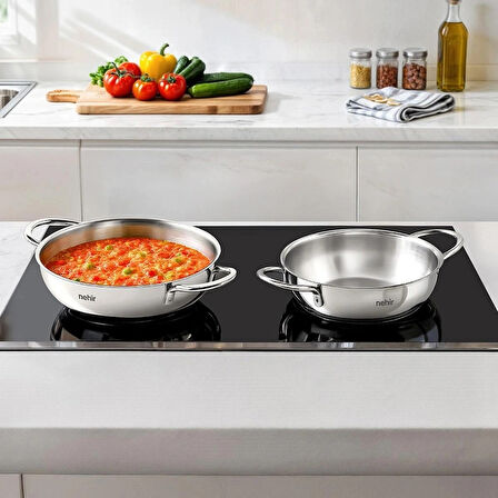 Nehir Silver 4 Parça Paslanmaz Çelik Güveç Tipi Sahan Seti (18-20 cm)