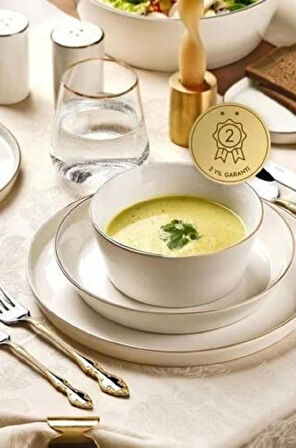 Nehir Yakamoz Gold 6 Kişilik 30 Parça Bone Porselen Yemek Takımı
