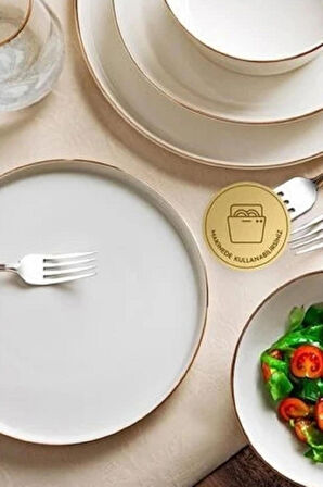 Nehir Yakamoz Gold 6 Kişilik 30 Parça Bone Porselen Yemek Takımı