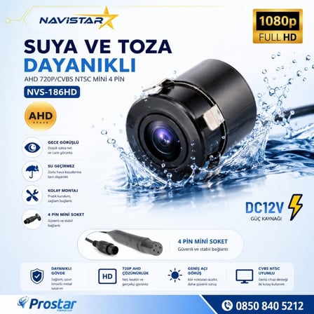 4 Pin Mini AHD 720P/Analog NTSC 18.5 mm Balıkgözü Kelebek tampon uyumlu Su Geçirmez Arka Geri Görüş Kamerası