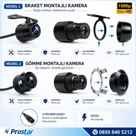 4 Pin Mini AHD 720P/Analog NTSC 18.5 mm Balıkgözü Kelebek tampon uyumlu Su Geçirmez Arka Geri Görüş Kamerası