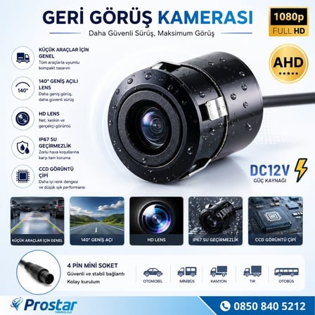 4 Pin Mini AHD 720P/Analog NTSC 18.5 mm Balıkgözü Kelebek tampon uyumlu Su Geçirmez Arka Geri Görüş Kamerası
