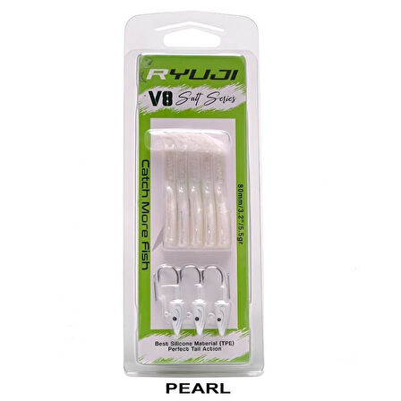 Ryuji V8 8cm 5.5gr Silikon Yem White Silver