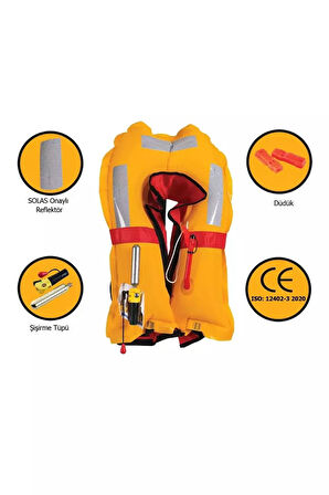 Mesica GDR 175 Otomatik 150N Çocuk Şişme Can Yeleği KIRMIZI
