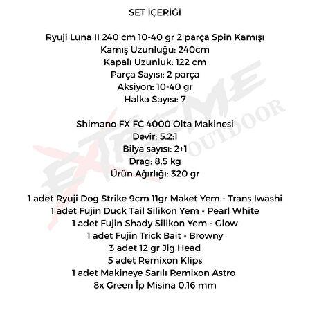 Shimano Fx 4000 Ryuji Luna II 240 cm 10-40 Gr Spin Olta Seti